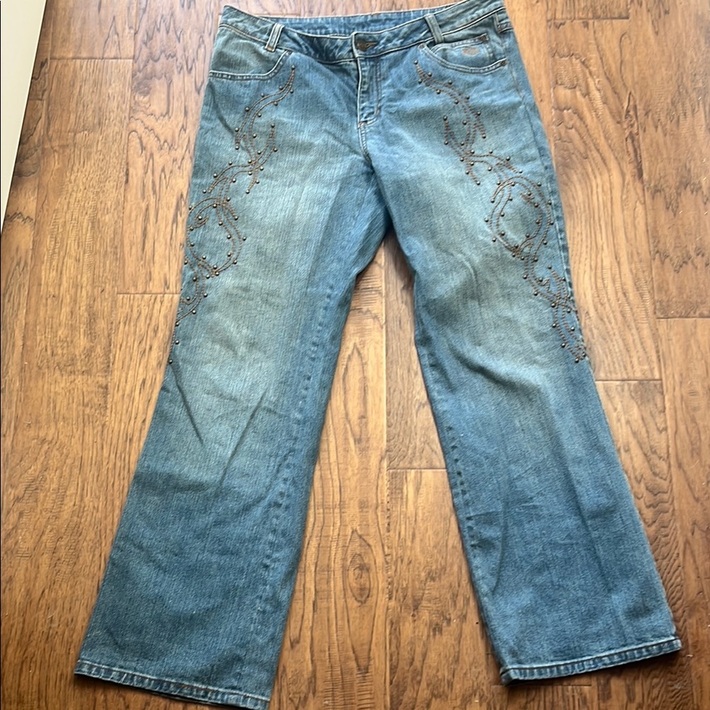Women's Blue Embroidered Jeans